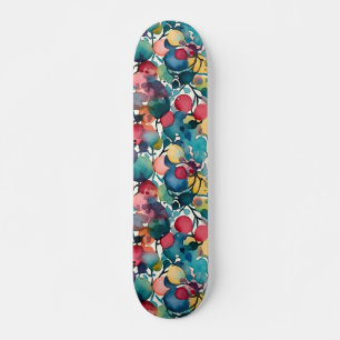 Modern Colourful Abstract Watercolor Pattern Skateboard