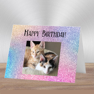Modern Colourful Add Photo-Text Happy Birthday Card