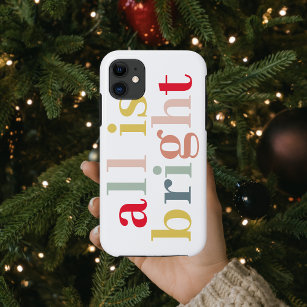 Modern Colourful All Is Bright   Happy Holiday Case-Mate iPhone Case