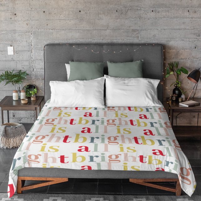 Modern Colourful All Is Bright | Happy Holiday Fleece Blanket (Creator Uploaded)