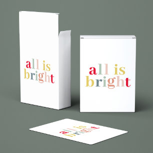 Modern Colourful All Is Bright Happy Holiday Playing Cards