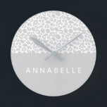 Modern colourful animal print design round clock<br><div class="desc">Modern colourful animal print design. Colour can be customised to suit your room. Part of a collection.</div>