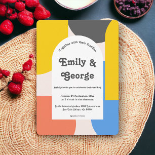 Modern Colourful Arches Groovy Abstract Wedding Invitation
