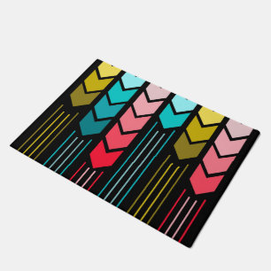 Modern Colourful Arrows Pattern On Black Doormat