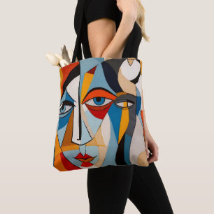 Modern Colourful Art Abstract Face Tote Bag