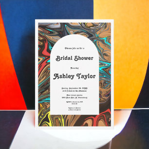 Modern Colourful Artistic Abstract Bridal Shower Invitation