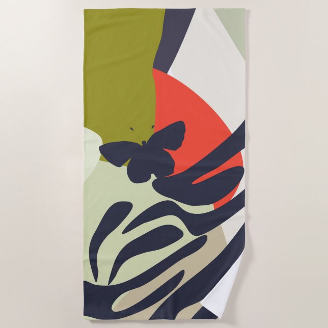 Modern Colourful Artistic Abstract Butterfly Summe Beach Towel (Front)