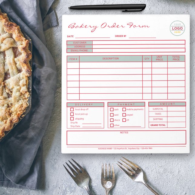 Modern Colourful Bakery Sage Order Form Notepad (Creator Uploaded)