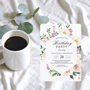 Modern Colourful Beauty Watercolor Flowers Invitation