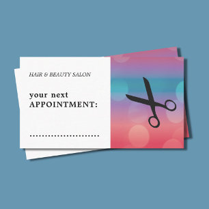 Modern Colourful Black Scissor Hair Appointment Card