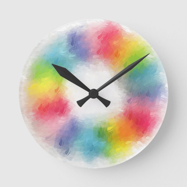 Modern Colourful Blank Template Abstract Rainbow Round Clock (Front)
