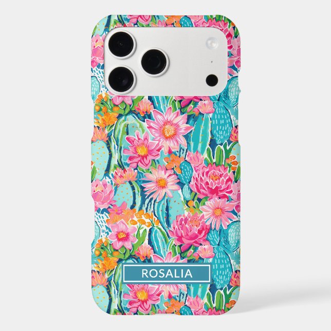 Modern Colourful Blooming Cacti Personalised (Back)