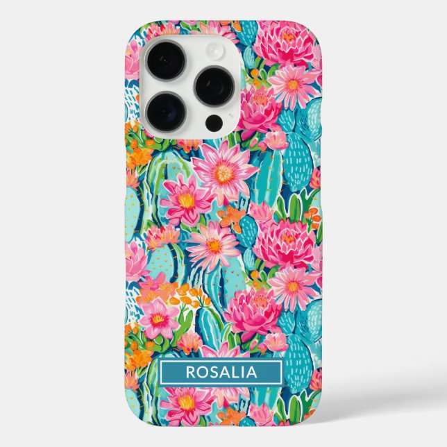 Modern Colourful Blooming Cacti Personalised Case-Mate iPhone Case (Back)