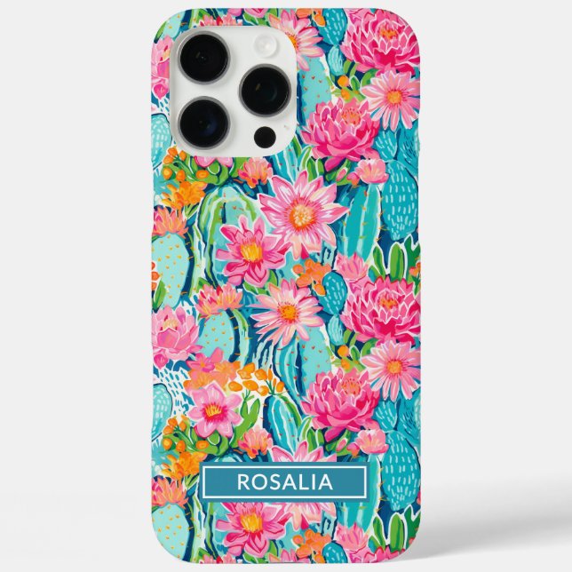 Modern Colourful Blooming Cacti Personalised Case-Mate iPhone Case (Back)
