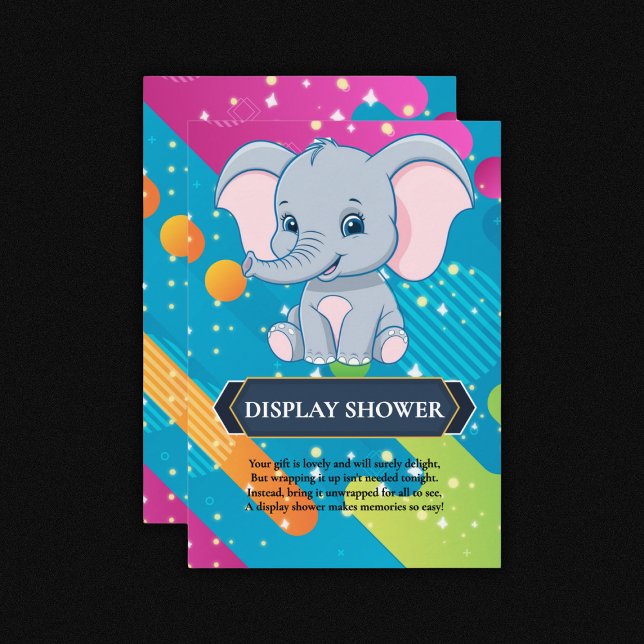 Modern Colourful Blue Elephant Baby Shower Enclosure Card (Creator Uploaded)
