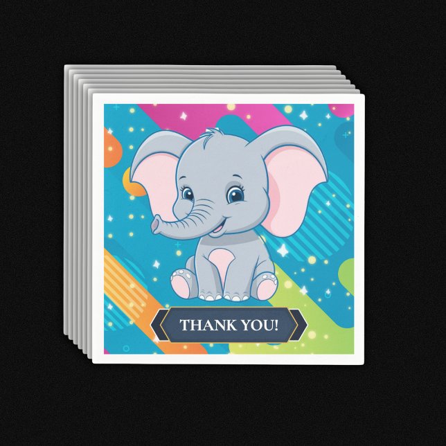 Modern Colourful Blue Elephant Baby Shower Napkin (Creator Uploaded)
