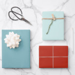 Modern Colourful Blue Mint Green Red Solid Colour Wrapping Paper Sheet<br><div class="desc">Colourful set of three wrapping paper sheets in solid shades of moonstone blue,  mint green and red.</div>