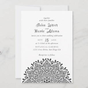 Modern Colourful Boho Ethnic Floral Mandala Weddin Invitation