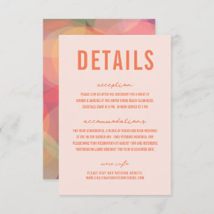 Modern Colourful Bokeh Lights Peach Wedding  Enclosure Card