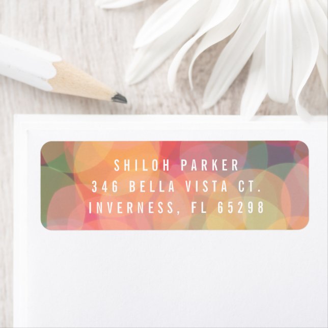 Modern Colourful Bokeh Lights Return Address Label (Insitu)