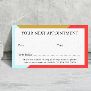 Modern Colourful Bold Beauty Salon Appointment Card