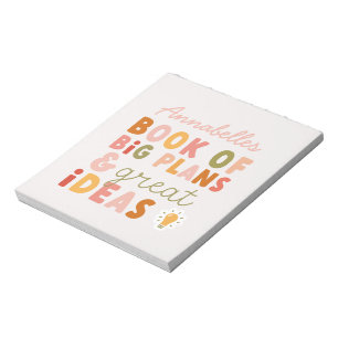 Modern colourful bold typography plans and ideas n notepad