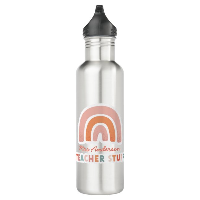 Modern colourful bold typography rainbow teacher  710 ml water bottle (Right)