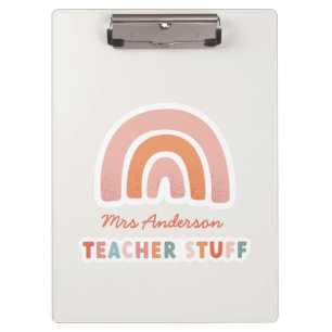 Modern colourful bold typography rainbow teacher n clipboard