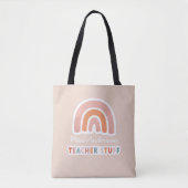 Modern colourful bold typography rainbow teacher t tote bag (Front)