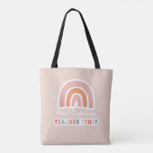 Modern colourful bold typography rainbow teacher t tote bag (Back)