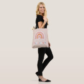 Modern colourful bold typography rainbow teacher t tote bag (On Model)