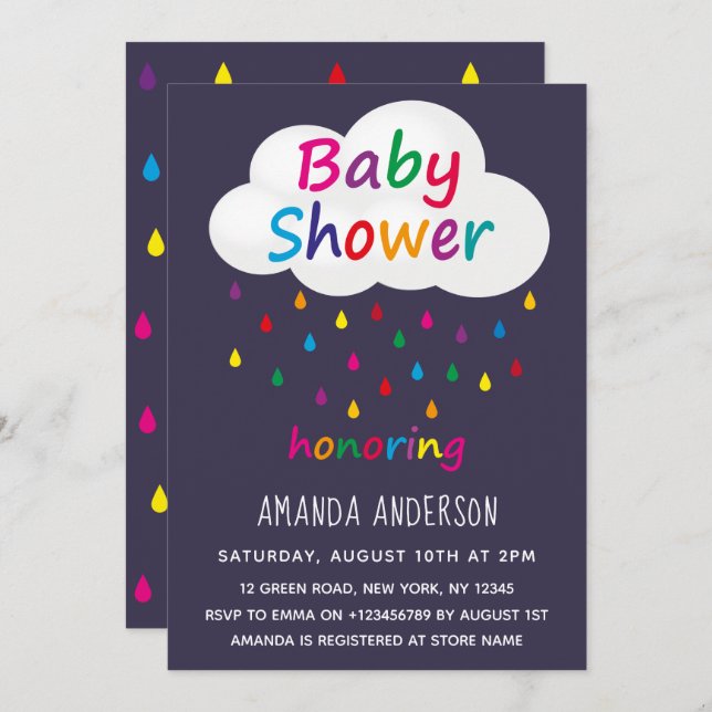 Modern Colourful Boy Baby Shower Invitation (Front/Back)