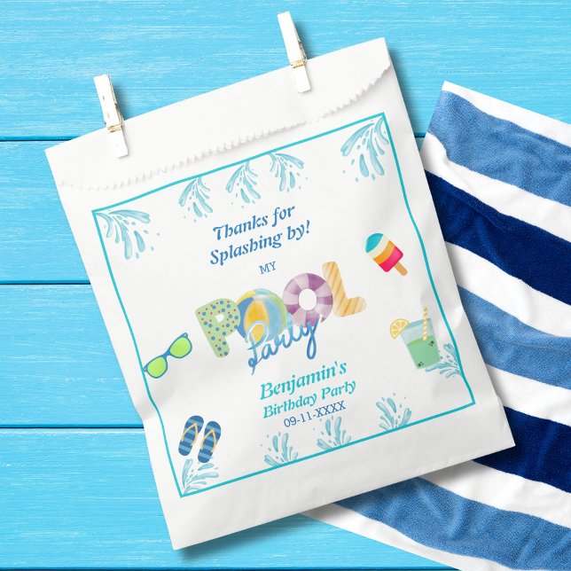 Modern Colourful Boys Birthday Pool Party Favour B Bag (Creator Uploaded)