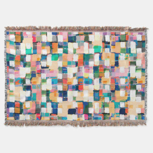 Modern Colourful Brush Strokes Paint Abstract Art Throw Blanket