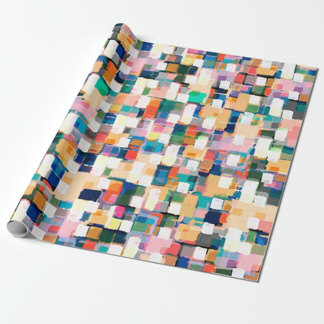 Modern Colourful Brush Strokes Paint Abstract Art Wrapping Paper (Unrolled)