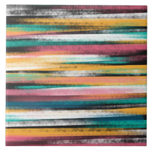 Modern Colourful Brush Strokes Stripes Oil Paint Ceramic Tile