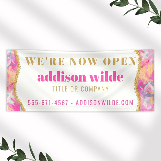 Modern Colourful Brushstrokes Gold Business Banner (Creator Uploaded)