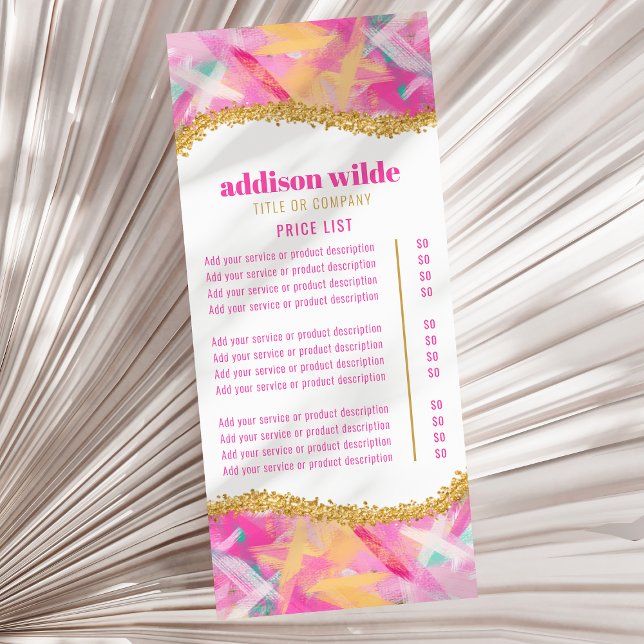 Modern Colourful Brushstrokes Service Price List Rack Card (Creator Uploaded)