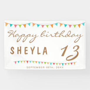 Modern Colourful Bunting Flags Birthday Party Banner