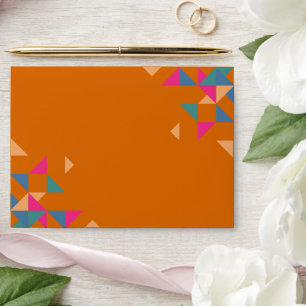 Modern Colourful Burnt Orange Geometric Wedding Envelope