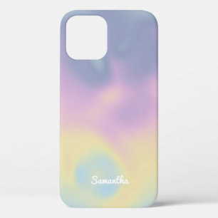 Modern Colourful Candy Holographic Gradient Name iPhone 12 Case