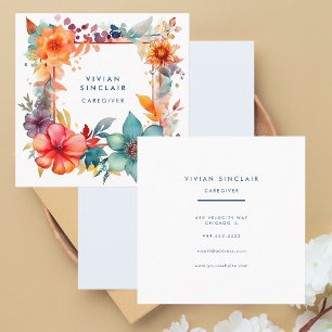 Modern Colourful Caregiver Health Aide   Square Business Card