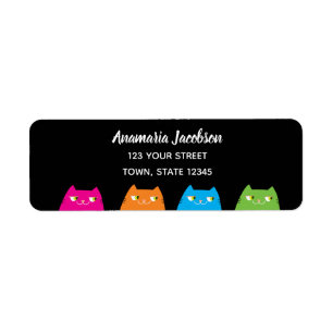 Modern Colourful Cats Return Address Label