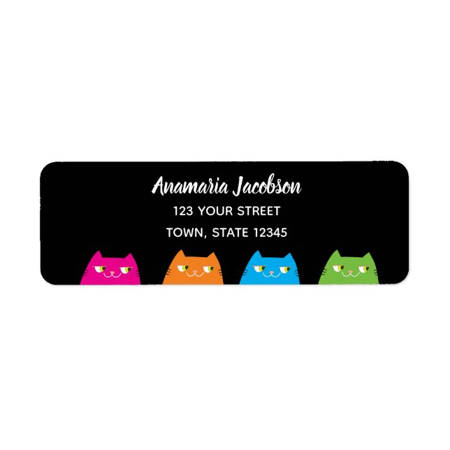 Modern Colourful Cats Return Address Label (Front)