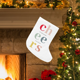 Modern Colourful Cheers Christmas Stocking
