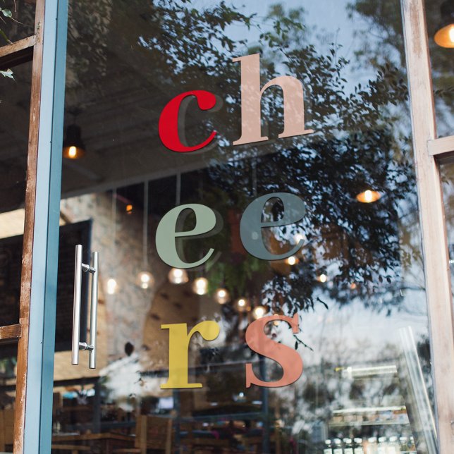 Modern Colourful Cheers Holidays Window Cling (Creator Uploaded)