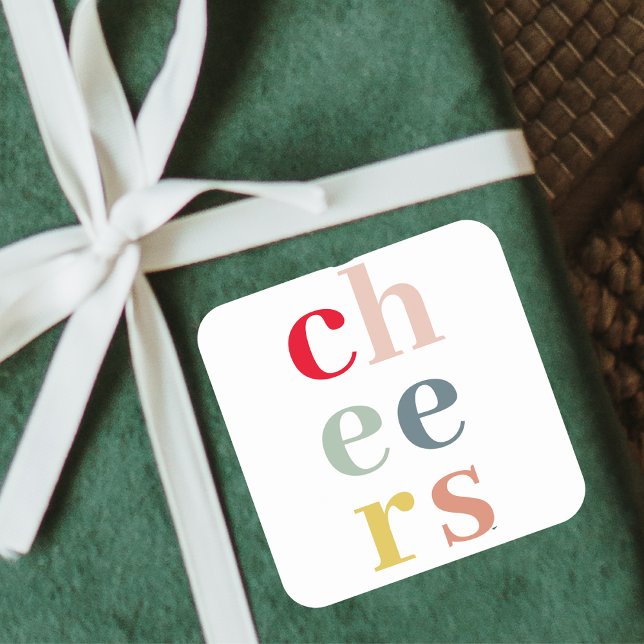 Modern Colourful Cheers | Pastel Colours Square Sticker (Creator Uploaded)