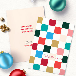Modern Colourful Chequerboard Christmas Card
