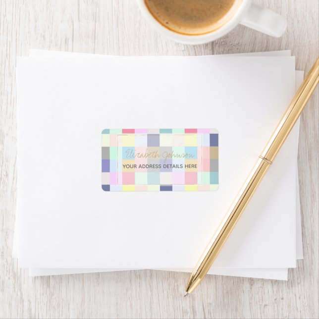 Modern Colourful Chequerboard Label (Insitu)