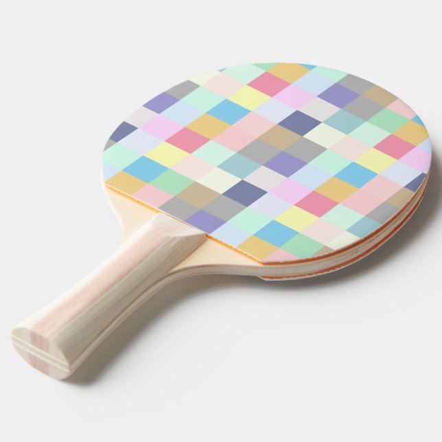 Modern Colourful Chequerboard Ping Pong Paddle (Front Angle)